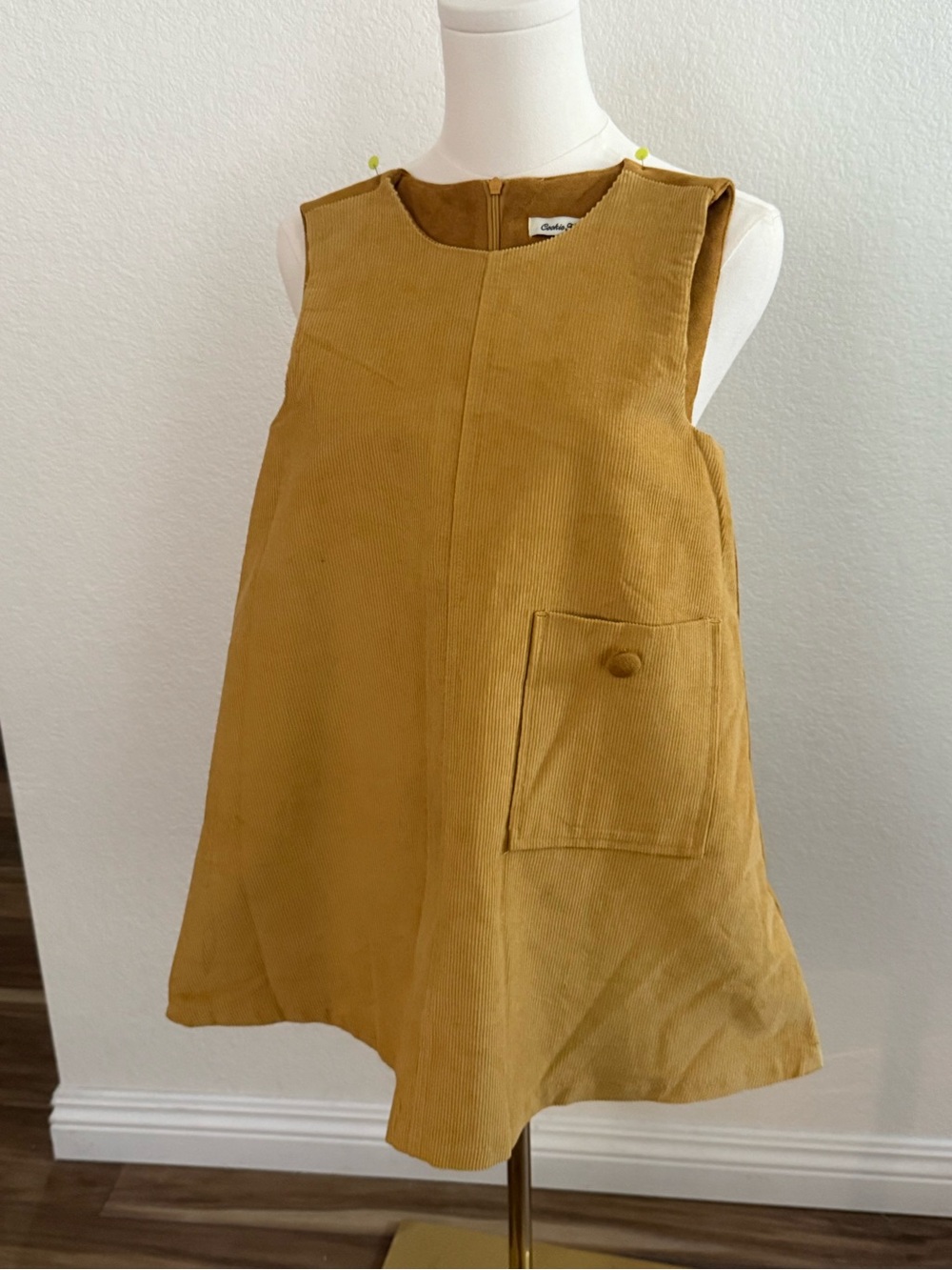 Girls Mustard Corduroy Jumper Dress Size 7/8 NWOT Relaxed Fit